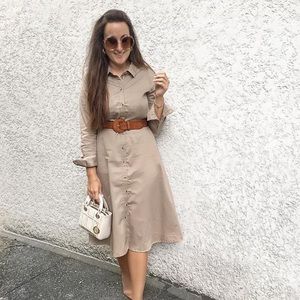 Tan button down dress